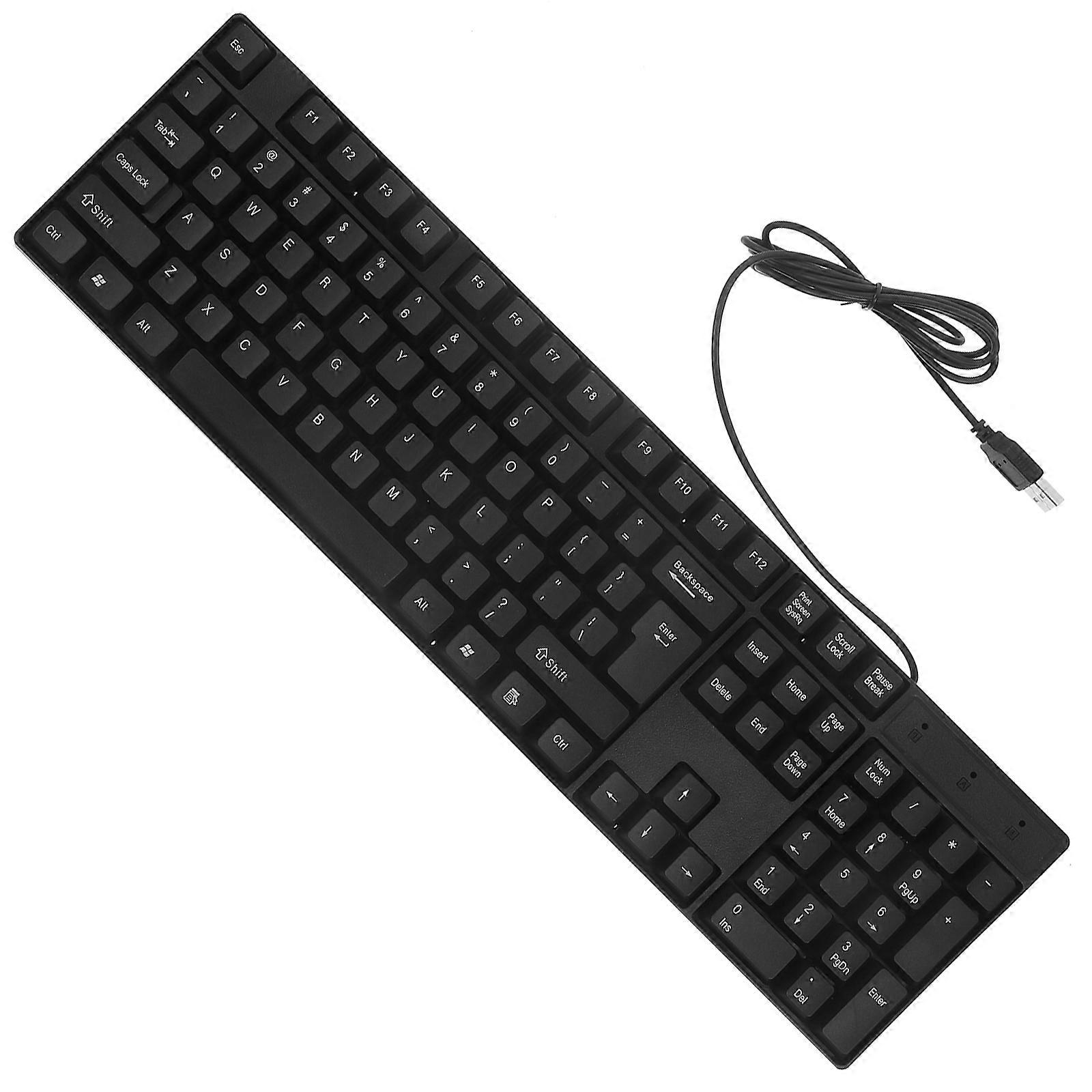 USB Wired Keyboard Full Size Keyboard for Gaming Use Black ABS