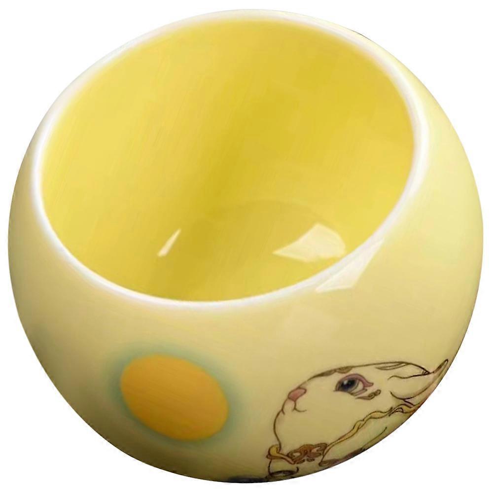 Yellow Ceramic Mugs Gongfu Tea Cup for Drinking Office Use
