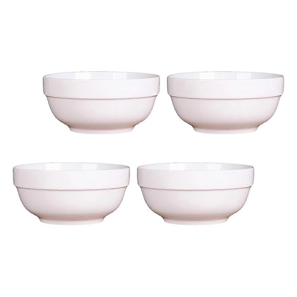 Pure White Ceramic Soup Bowl for Eating Use 4Pcs Kitchen Tableware