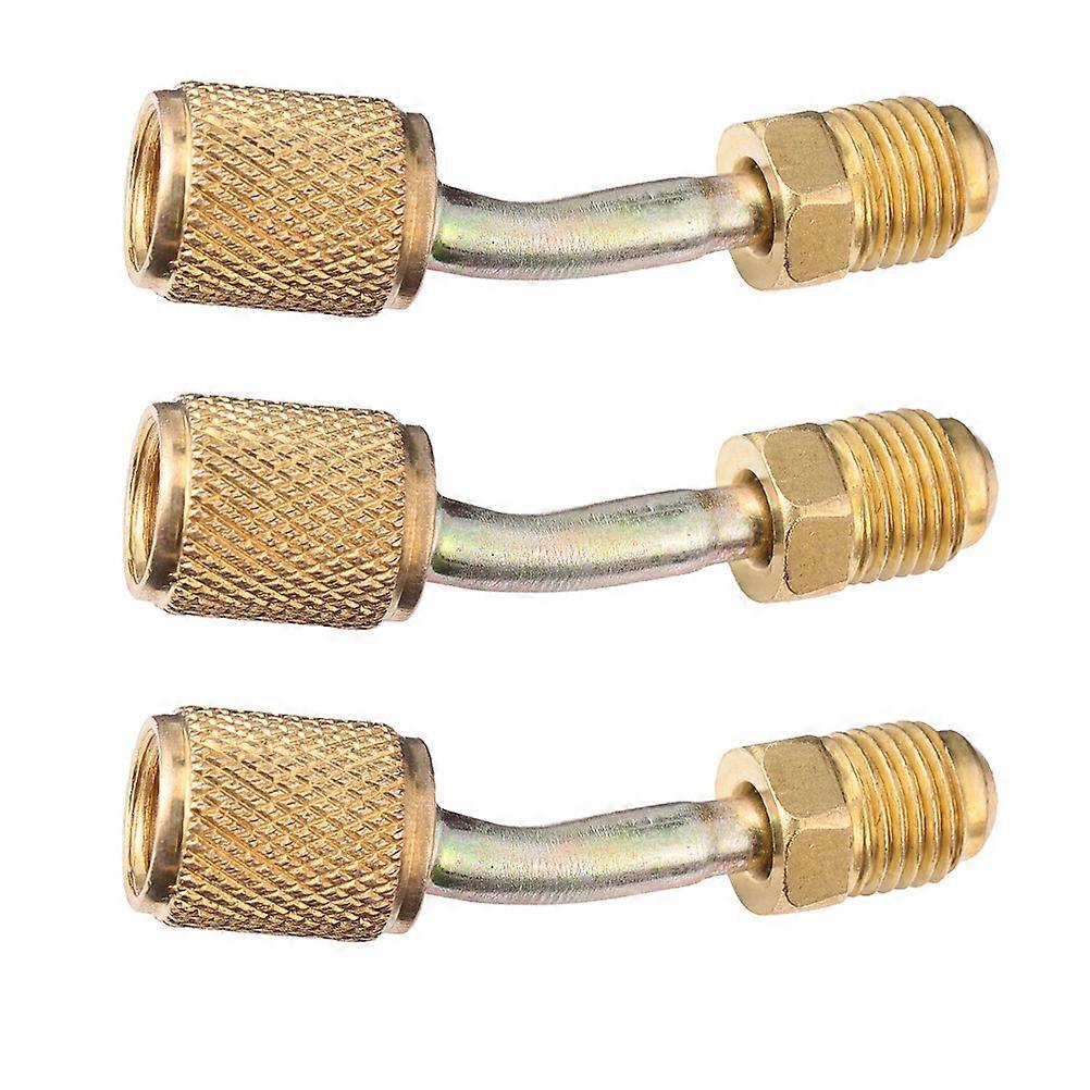 3Pcs Refrigerant Hose Fitting Connector Yellow Brass for Interface Conversion in Systems