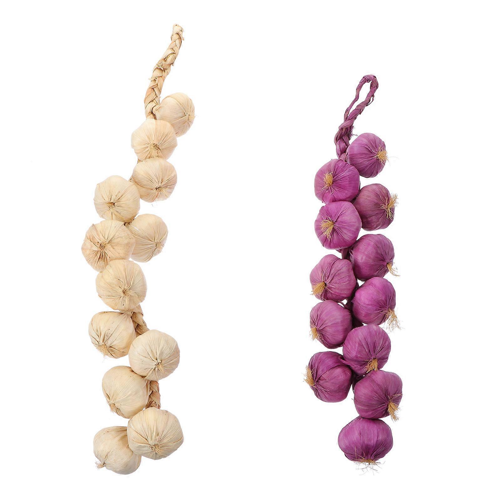 Artificial Garlic Strings Hanging Decoration for Wall 2Pcs Home Adornments