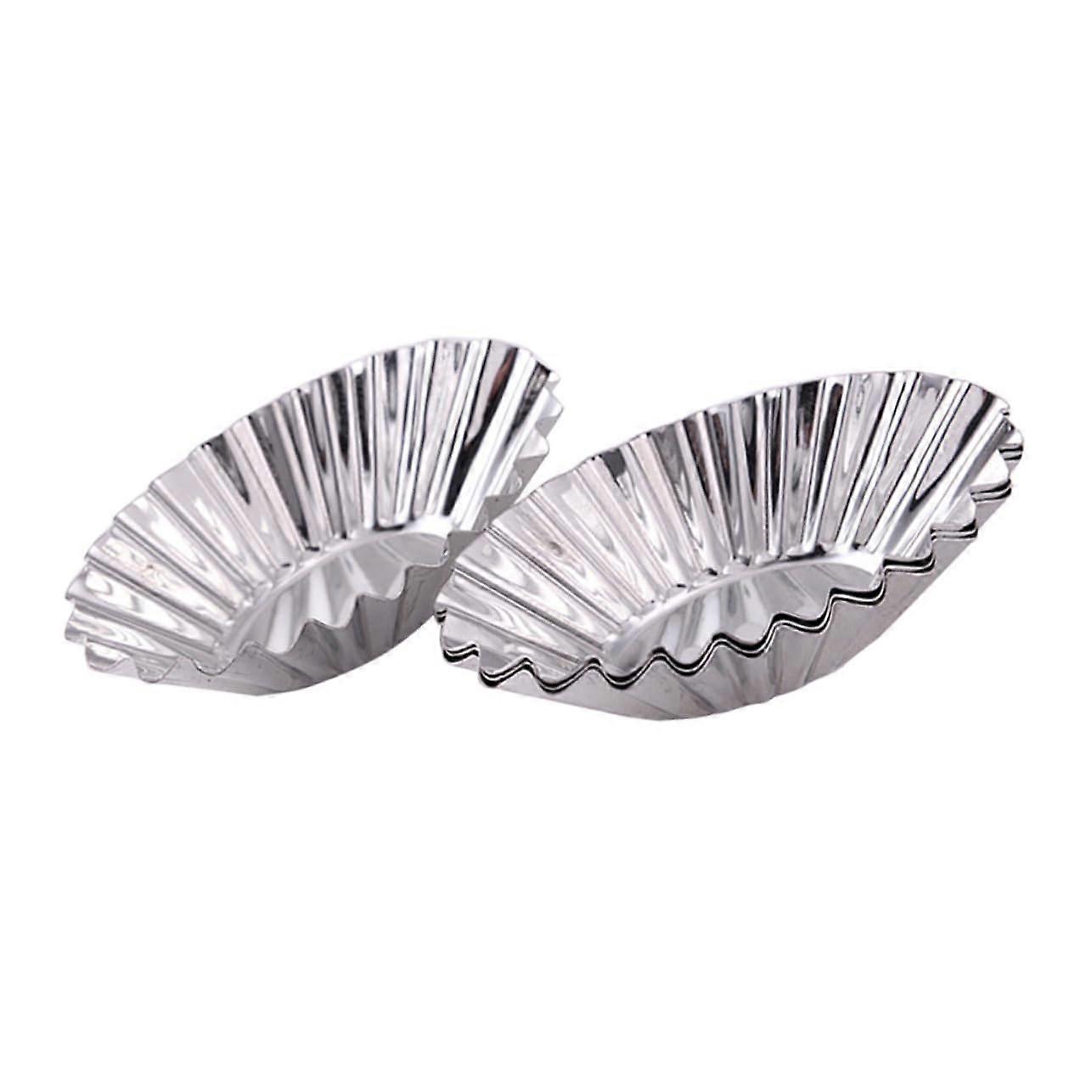 4pcs NonStick Oval Egg Tart Molds with Fluted Edges, Reusable Cupcake Baking Cups