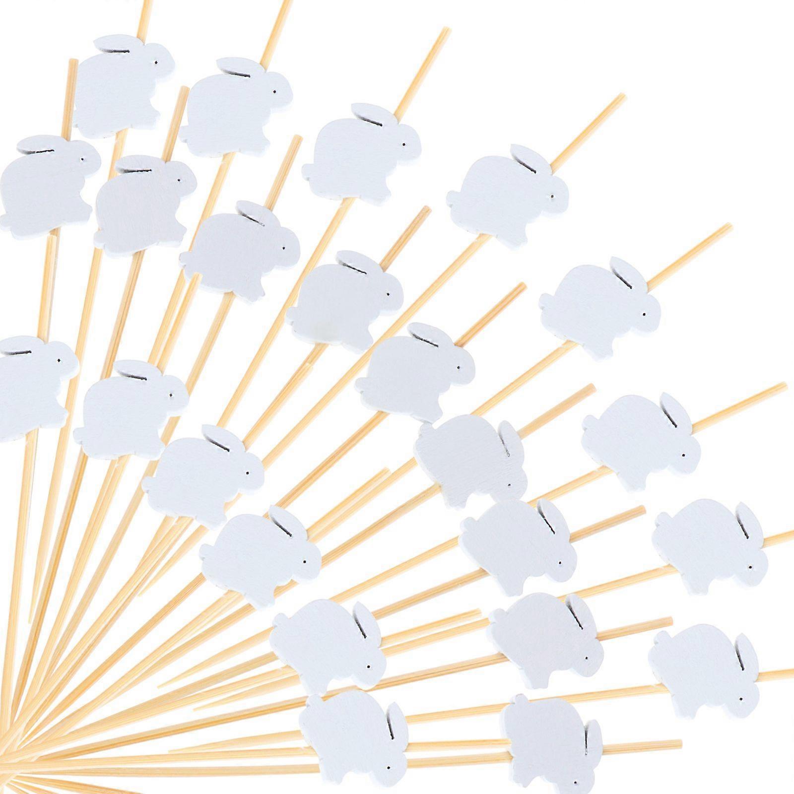 200 Pieces Easter Bunny Cocktail Picks Wooden Easter Egg Fruit Picks