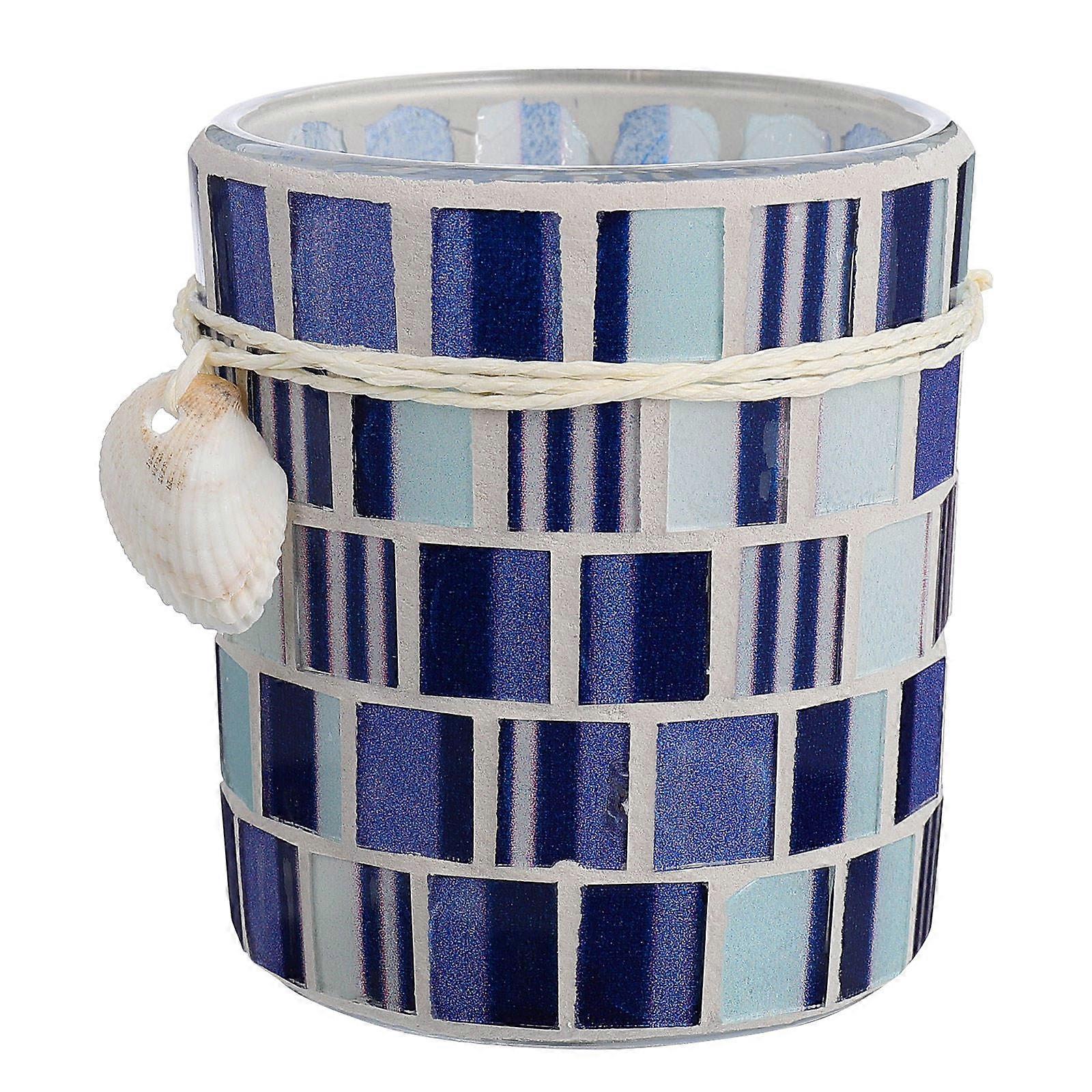 Glass Candlestick Mosaic Shell Candle Holder for Decoration 1Pcs