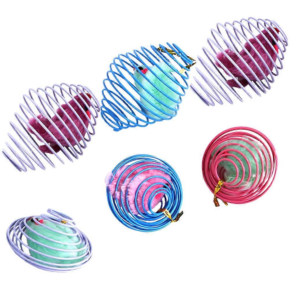 Interactive Cat Toy 6Pcs Pack Spring Rats for Pet Exercise