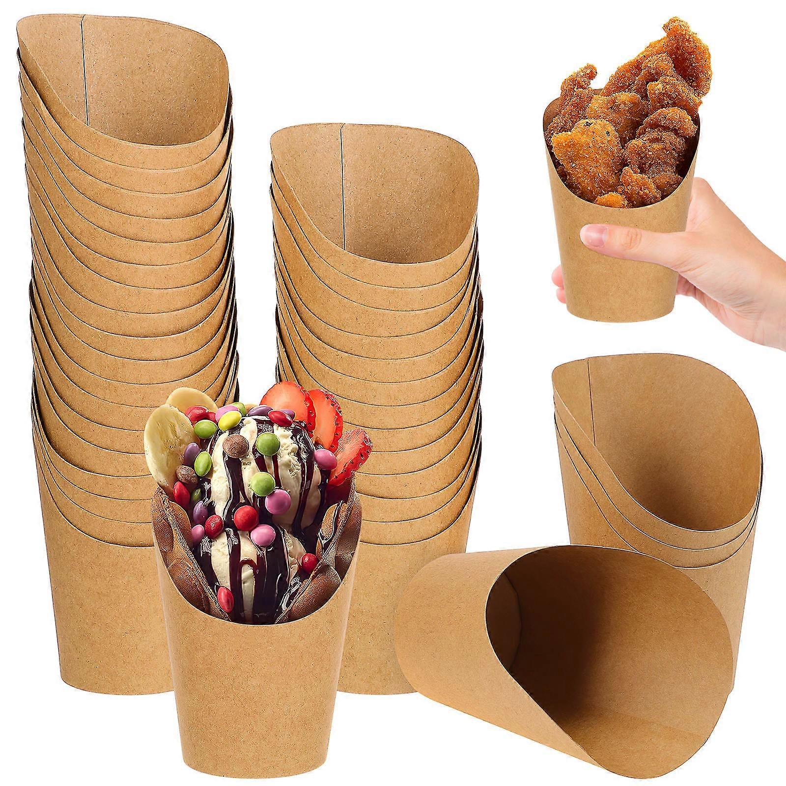 100pcs Kraft Paper Cup Holder Dipping Cups Disposable Takeout for Ice Cream Fries