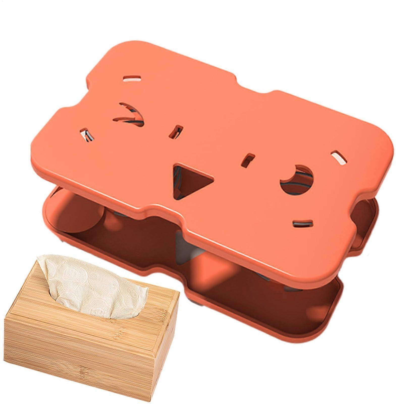 Spring Loaded Tissue Box Holder with Automatic Lifting for Bathroom, Adjustable Pink 4.72x2.99x2.36 in