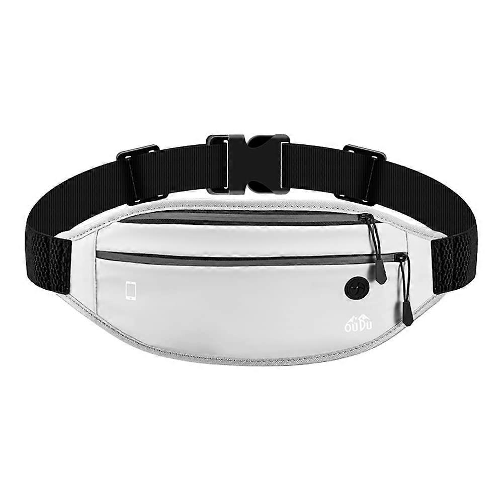 Waterproof Running Belt Waist Bag with Reflective Strips, Adjustable Strap, Large Capacity, White