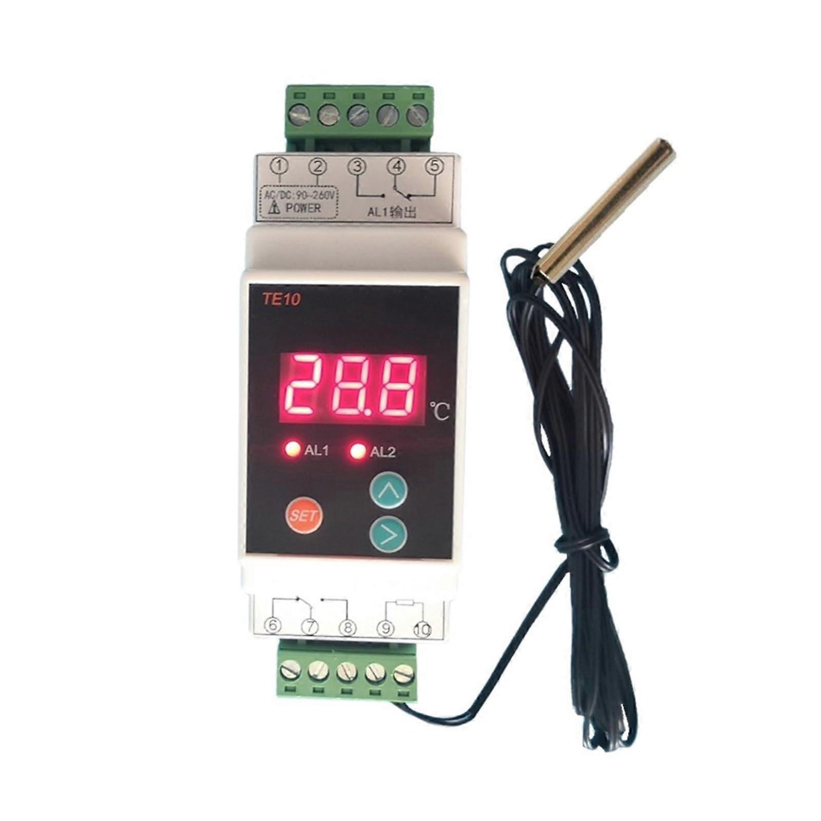 AC90260V Din Rail Thermostat with Sensor Dual Relay Output Industrial Temperature Controller