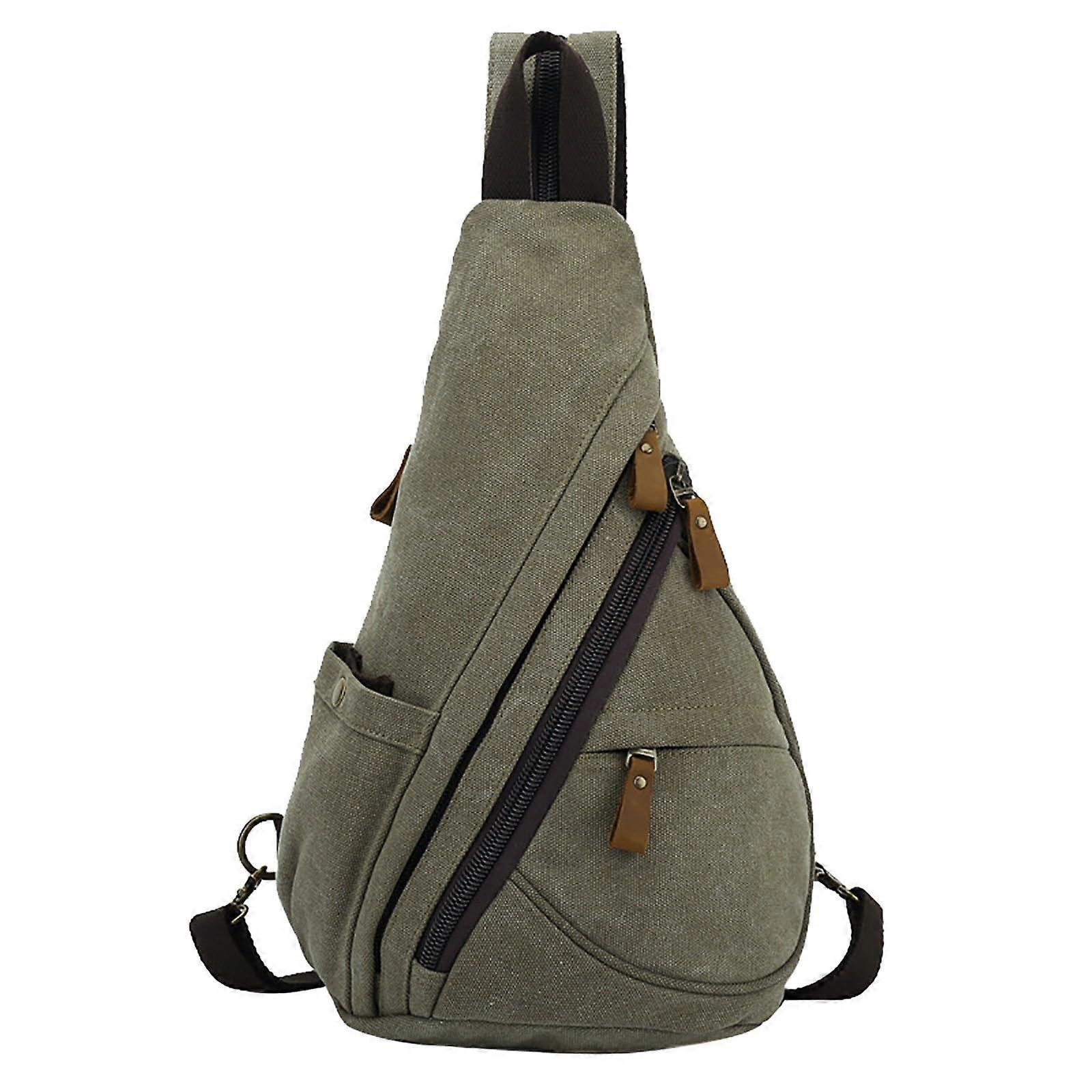 Canvas Shoulder Bag Sling Backpack with Bottle Holder and AntiTheft Pocket for Travel Hiking