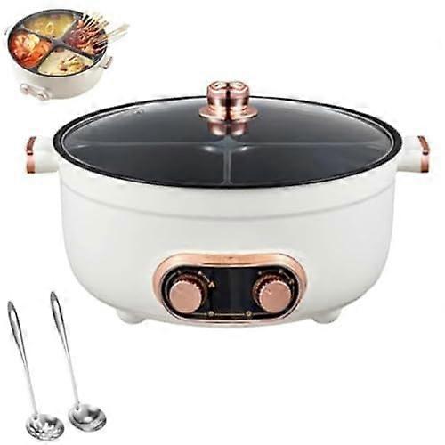 Electric Hot Pot 4 Grid Large Capacity Multifunctional Stew Pot with Dual Temperature Control 6L