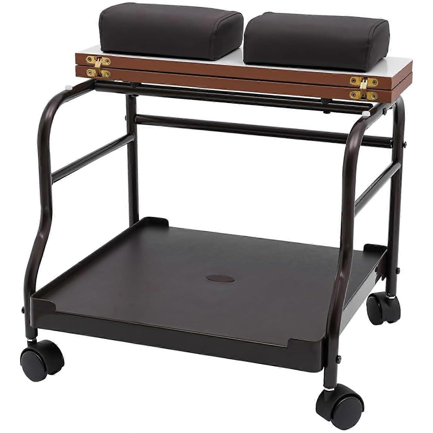 Pedicure Trolley Cart with Foldable Table and Locking Wheels for Salon Foot Spa