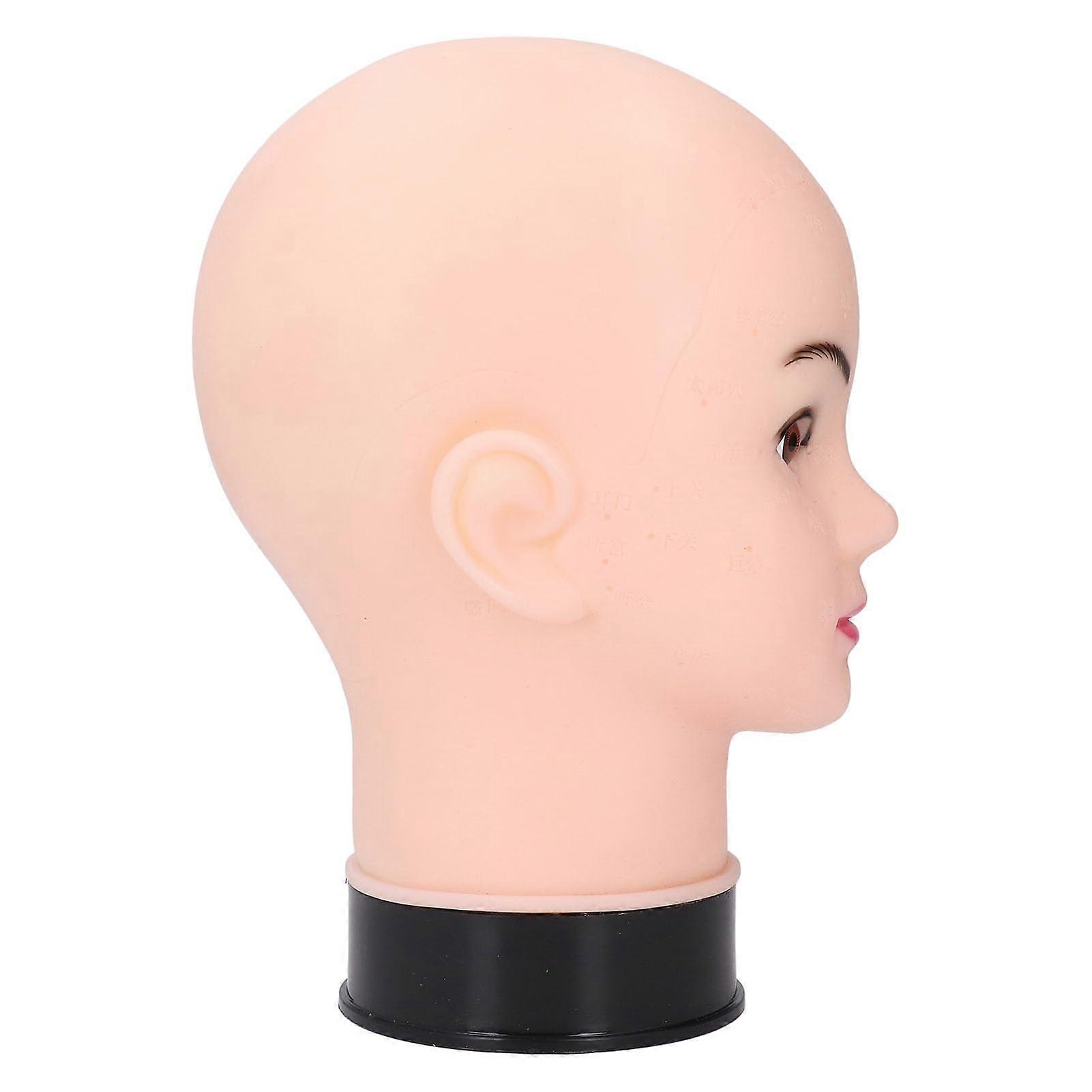 Realistic Silicone Bald Mannequin Head for Wig Display and Makeup Practice with Stand Mount