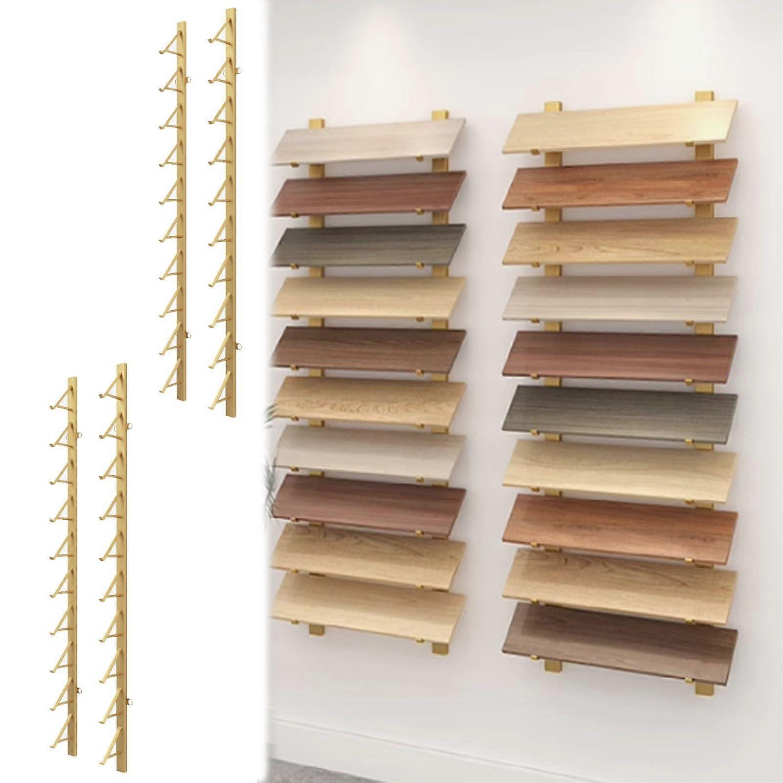 Tile Display Rack with Adjustable Shelves, Wall Mounted Tile Sample Holder, Gold 25.5cm