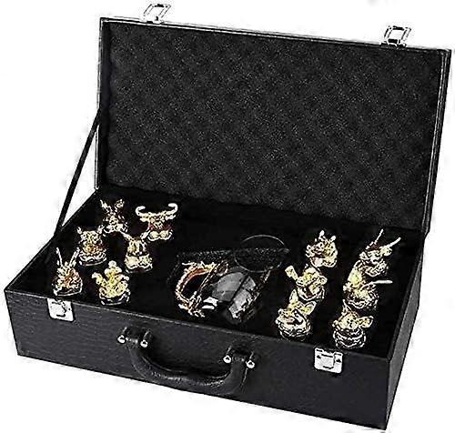 Chinese Zodiac Whiskey Decanter Set with Crystal Whiskey Glasses, Triangular Base, Gift Box