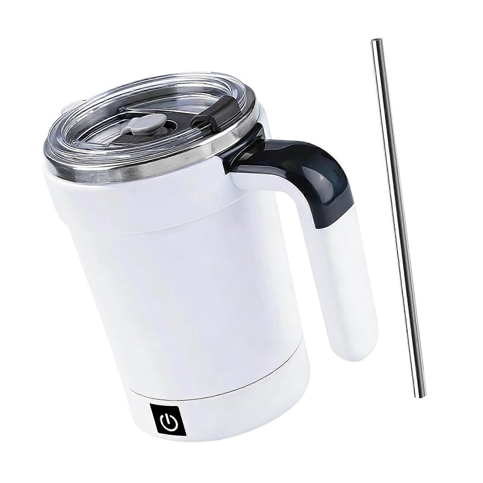 Electric Mixing Insulated Container Having Advanced Heating System And Durable Metal Construction Automatic Stir Cup  White
