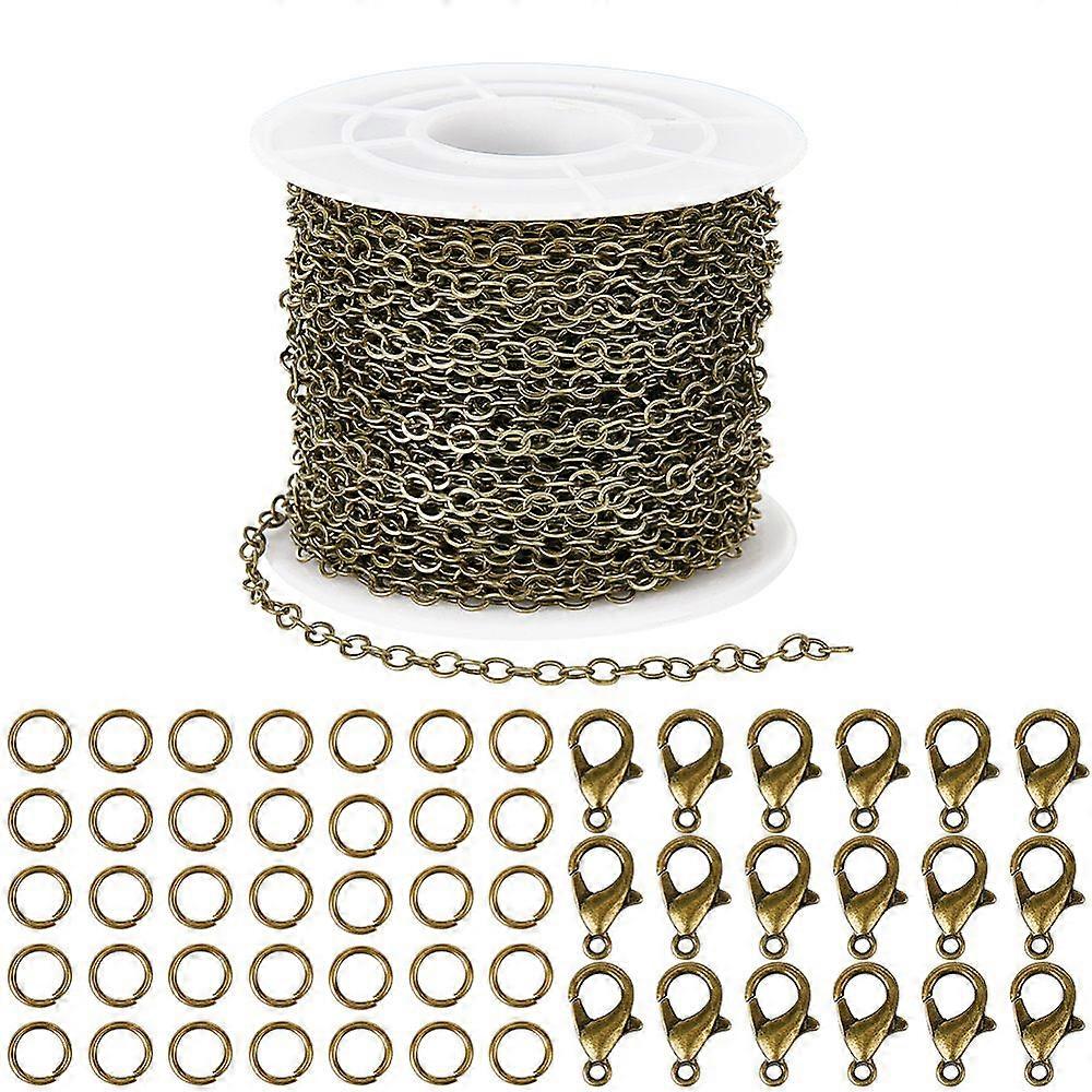 DIY Brass Flat Oval Cable Chains Necklaces Making Kits Bronze 3.5x3x0.5mm