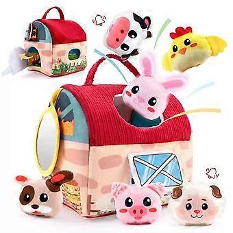 Baby Farm Animal Toys Plush Barn Playset Soft Safe Montessori Gift for Toddlers 612 Months
