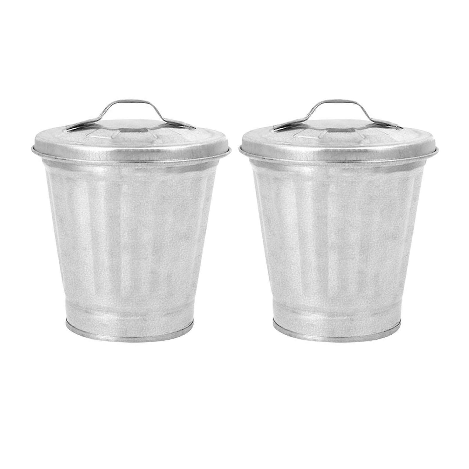 2pcs Small Trash Can Desktop Garbage Bin Multipurpose Storage Buckets Garbage Containers