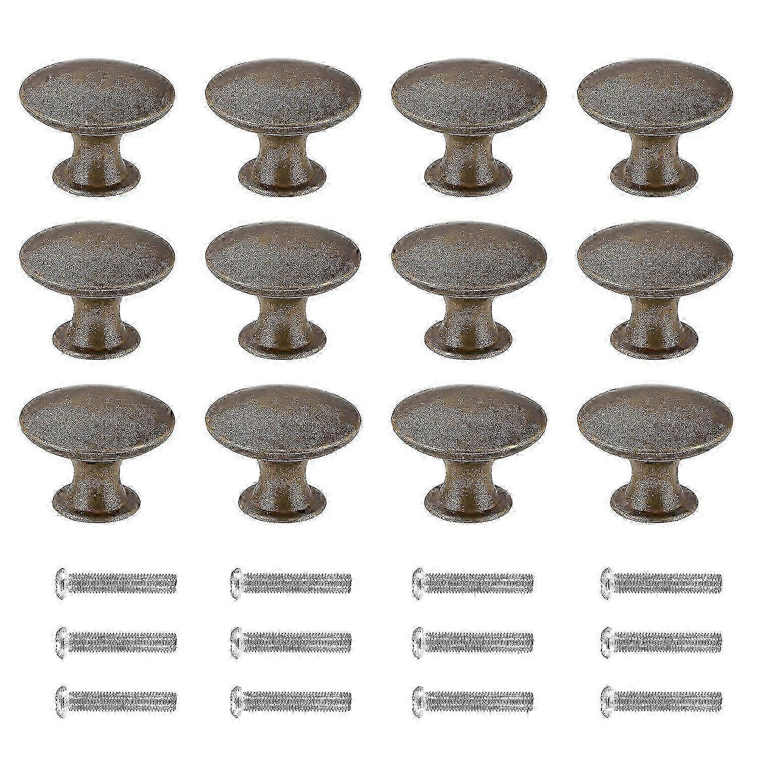 12 Vintage Chic Antique Brass Cabinet Knobs For Kitchen Cabinets - 30mm