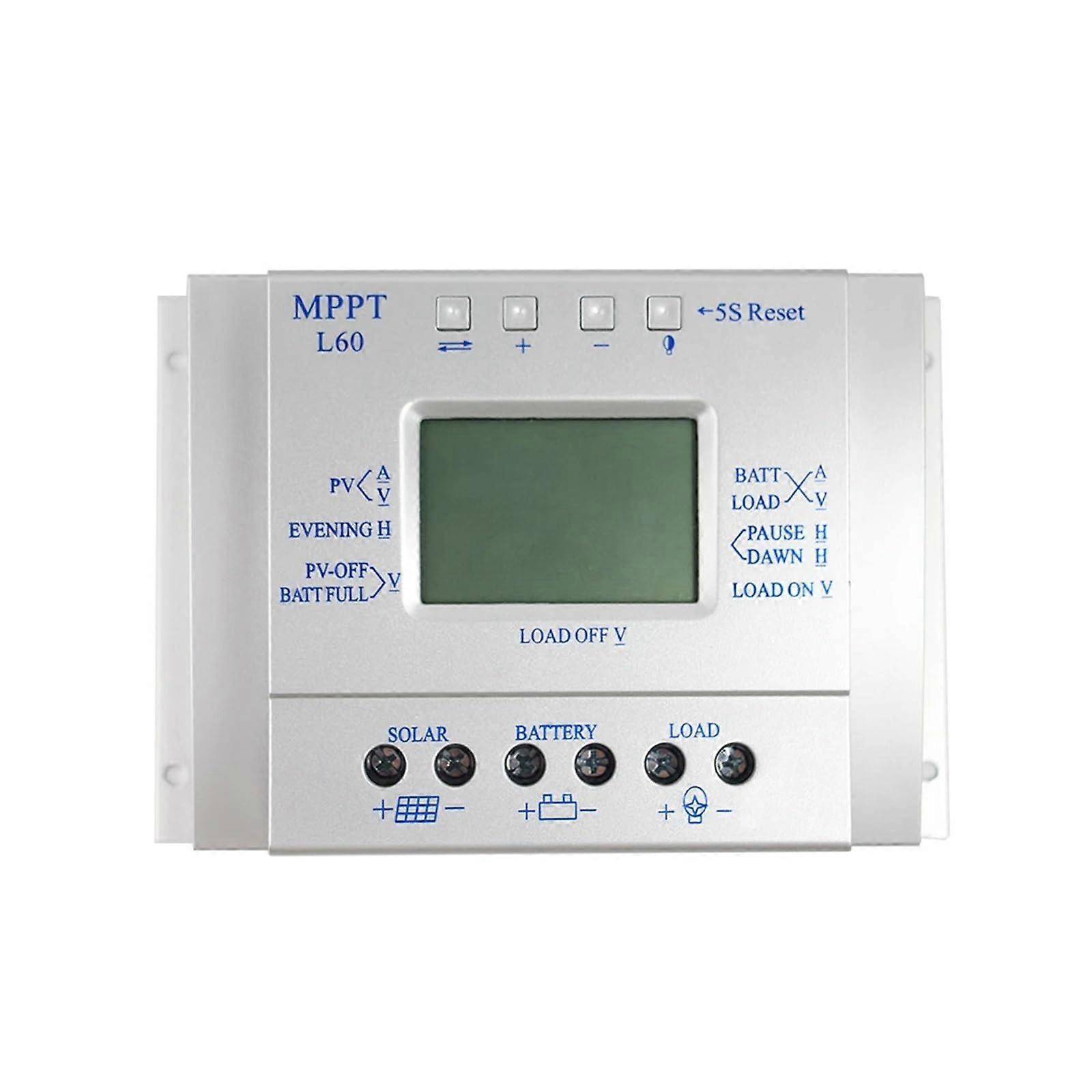 MPPT Solar Charge Controller 60A LCD 12V 24V Auto Regulator with USB  Efficiency Off Grid Use