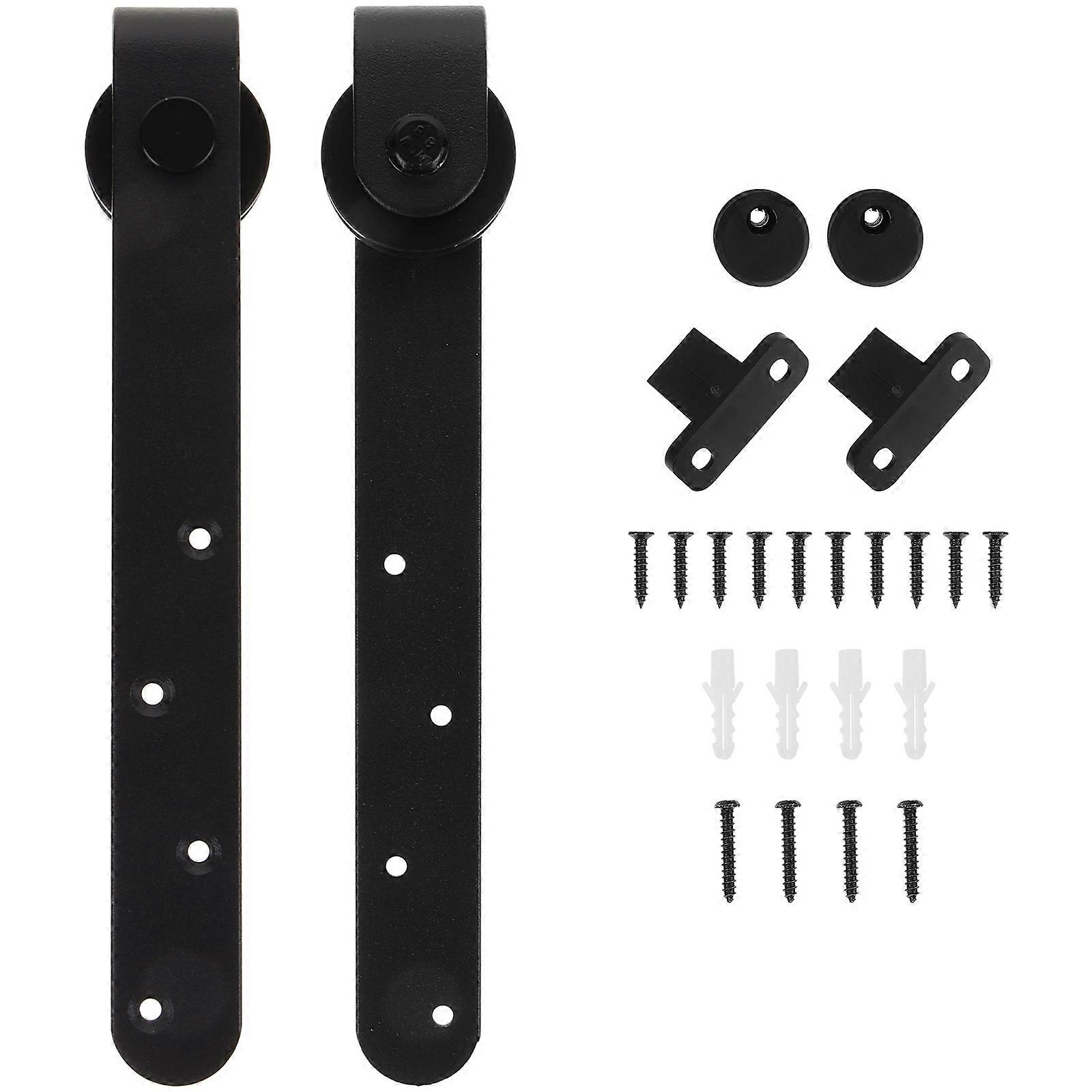 Black Mini Barn Door Hardware Kit Sliding Cabinet Door Rollers 1Set