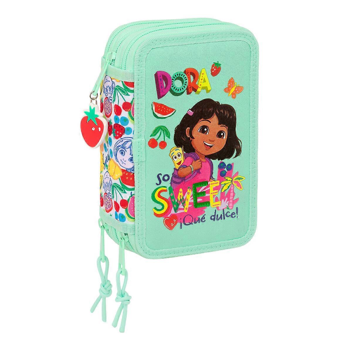 Triple Pencil Case Dora Green 37 Pieces