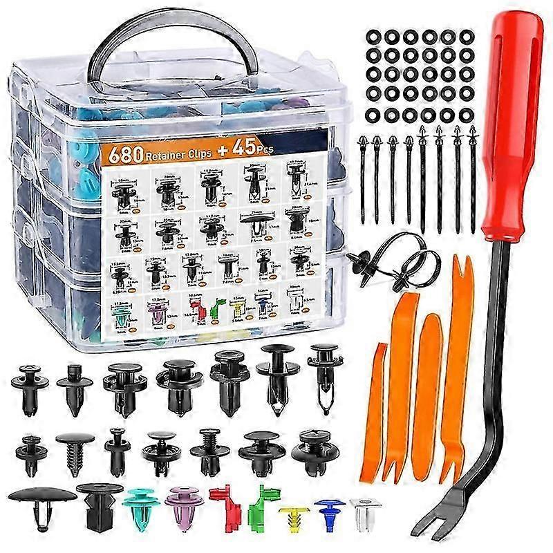 725Pcs Car Push Retainer Clips & Auto Fasteners Assortment