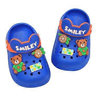 Zomersandalen voor jongens en meisjes, ademend, met cartoonprint, gesloten teen, stevige zool, waterschoenen, schattige strandsandalen voor baby's, blauw, 12-18 maanden