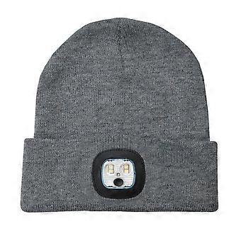 Gorro unissex de inverno em tricô com lanterna de cabeça LED recarregável, com entrada USB. Ideal para homens e mulheres.
