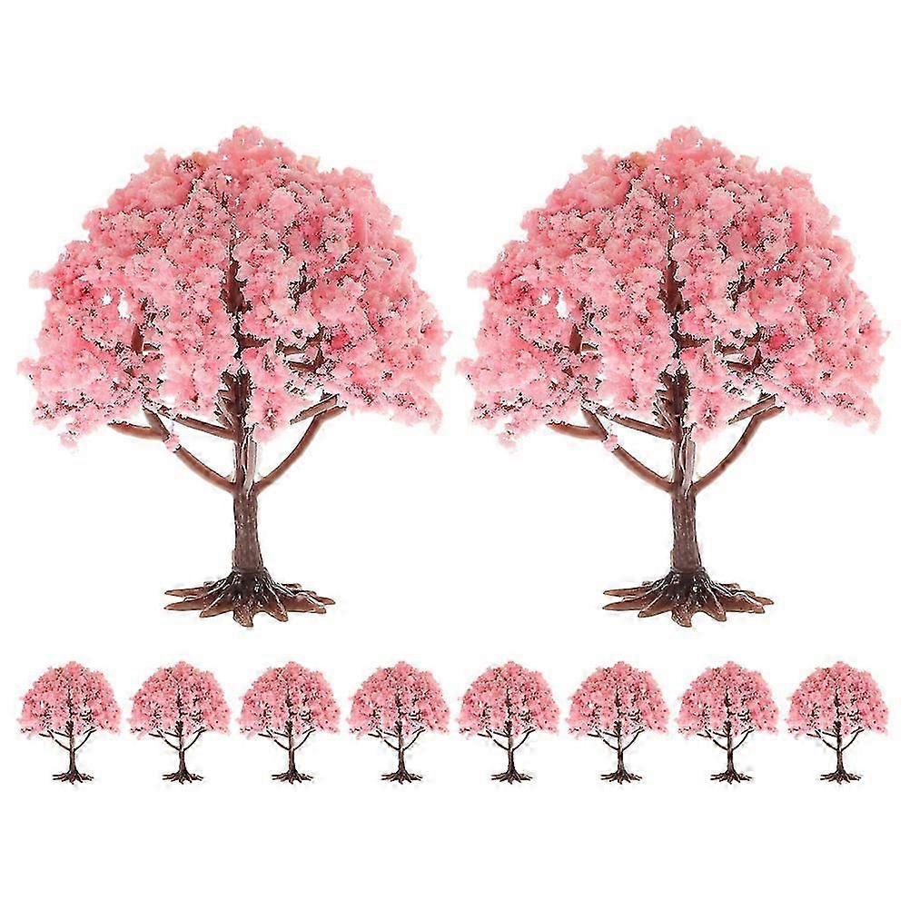 Miniature Tree Decor Simulation Tree Model for DIY 10Pcs Pink Plastic Trees