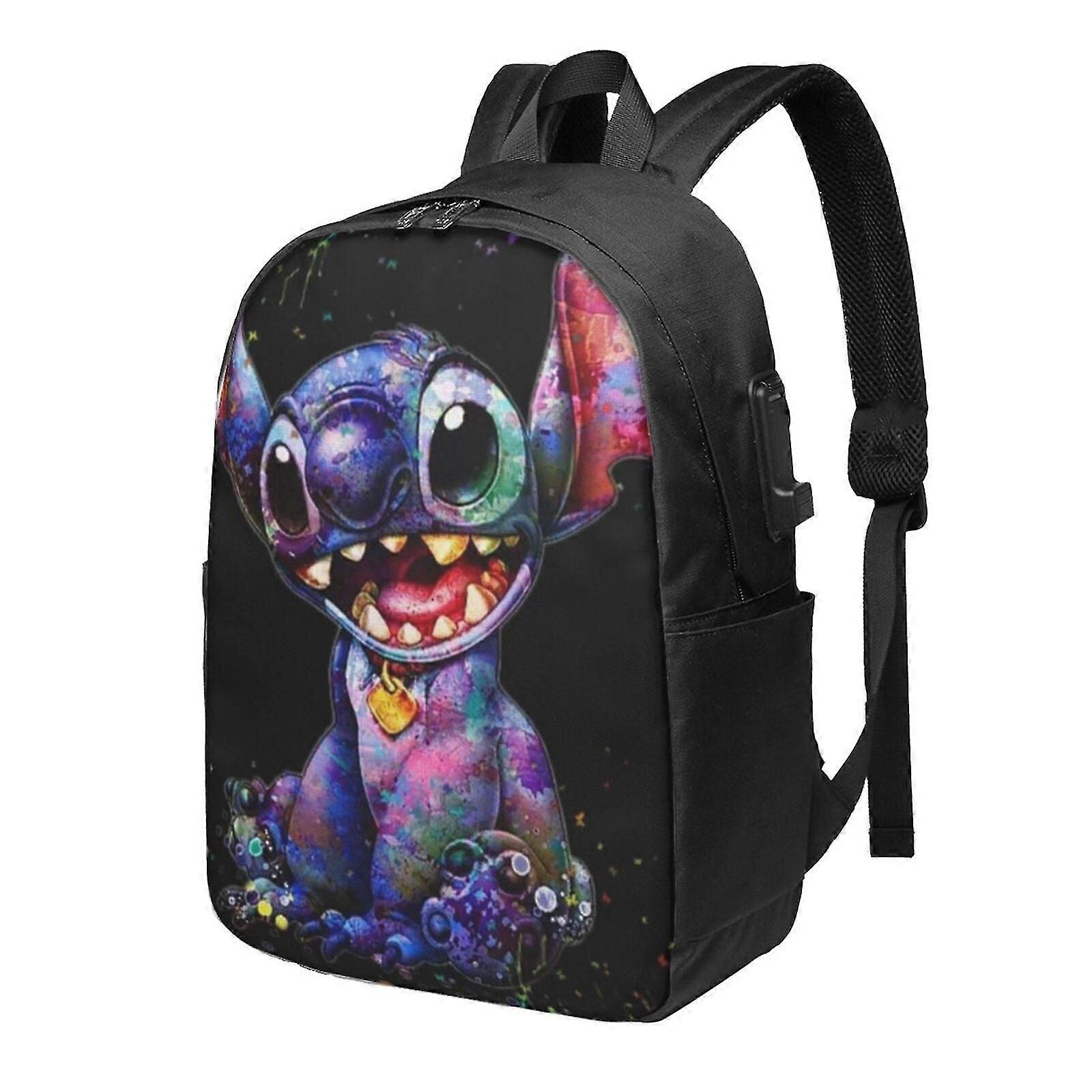 j5800 Lilo & Stitch Backpack With USB Charging Port, Travel Laptop Backpack, Water Resistant College School Computer Bag, Durable Daypack, Fit 16 Inch