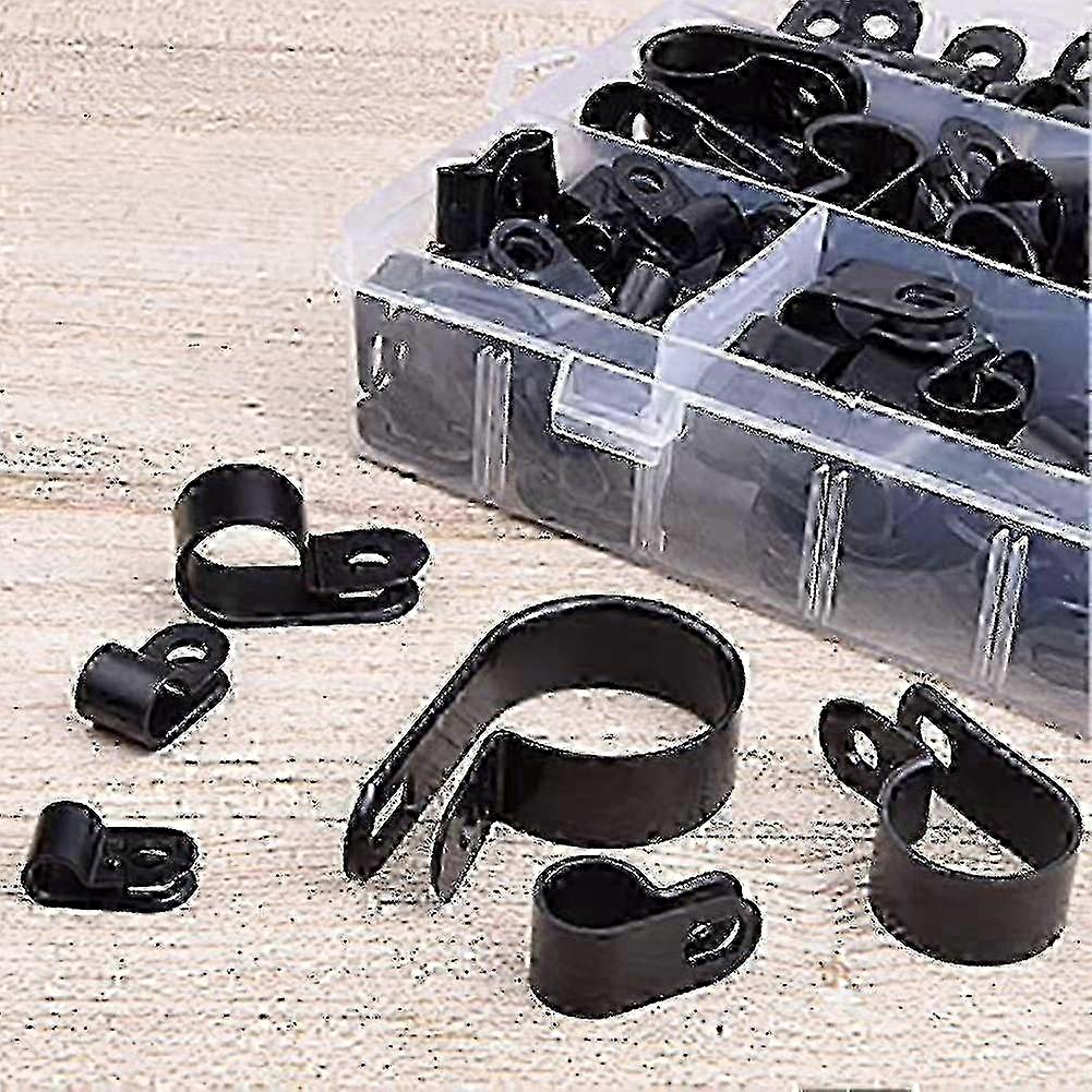 200pcs Assorted Plastic Nylon Cable Clamps R-type & P-type for Hardware Tools
