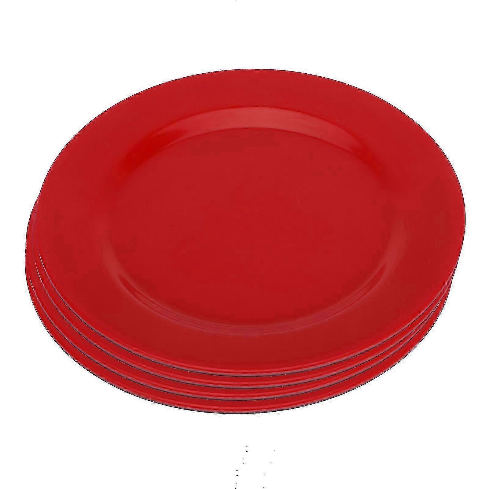 4pcs Red Dining Plates Set,Lightweight,for Storage & Serving