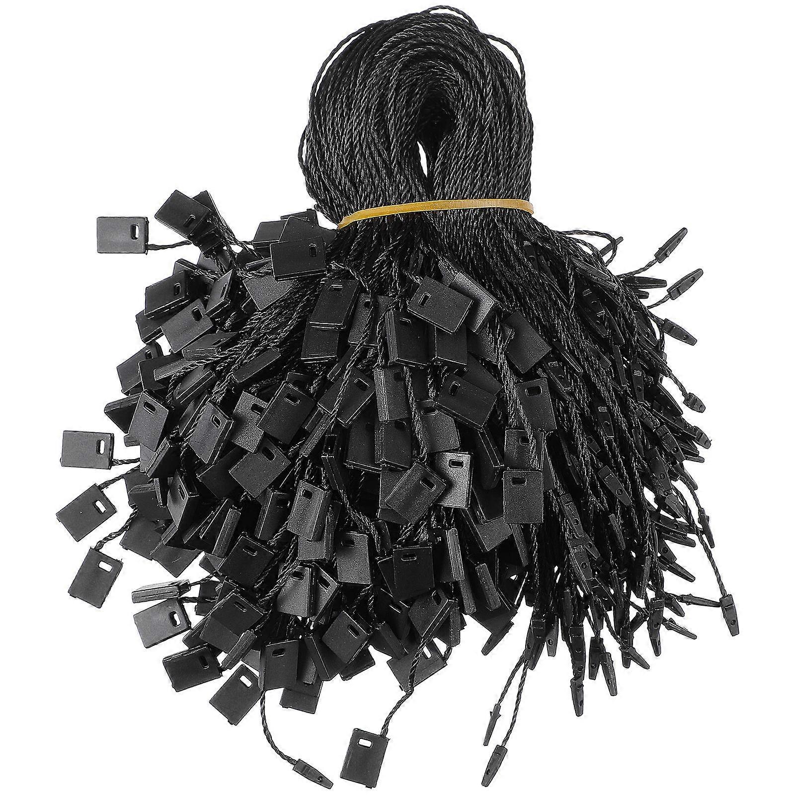 Black Plastic Tag String Snap Lock Loop Fastener Nylon String Ties 950Pcs for Clothing