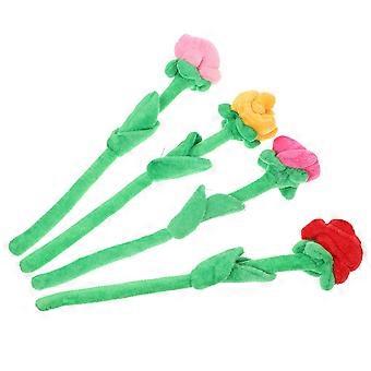 Roses Bouquet Stuffed Toy for Decoration 4Pcs Bendable Plush Rose
