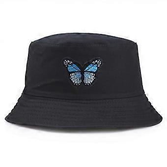 Unisex Fashion Embroidered Bucket Hat Summer Men's Women's Teen Bucket Hat (black)