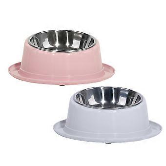 Bol d’alimentation alimentaire antidérapant pour animaux de compagnie Bol d’alimentation en acier inoxydable pour chat chien (rose)
