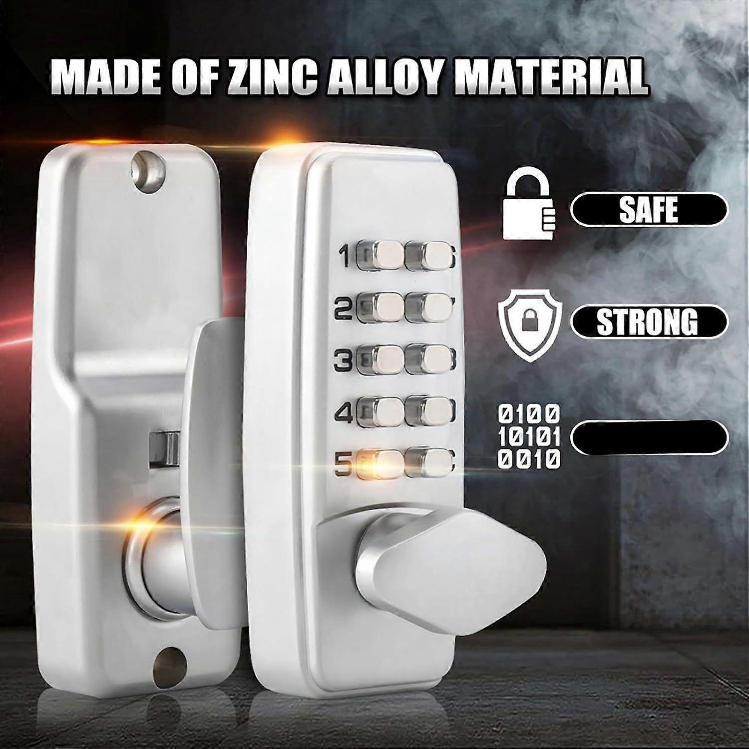 Mechanical Keyless Door Lock - 2-8 Digit Code Entry, High Security, Durable Zinc Alloy, Easy Installation