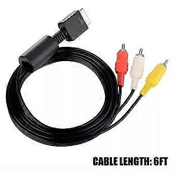6ft AV auf Cinch Audio Video Composite Kabel für Playstation 1, 2, 3, 3 Slim, Schwarz