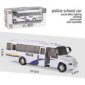 (1 set) children's school bus school bus police school bus fire toy car (police bus c1905 (white) - openable inertia)