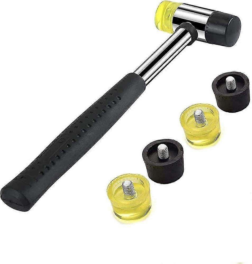 Double-headed Rubber Mallet, Non-slip Handle, Double-sided Replaceable Nylon 4pcs Heilwiy Rubber