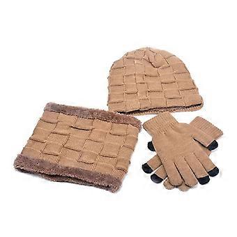 3 Teile / Set Gehörschutz Hochelastischer Schal Hut Handschuhe Set Vollfinger Fleece Gefüttert Einfarbige Kinder Schal Hut Handschuhe für Herbst Winter Qinhai