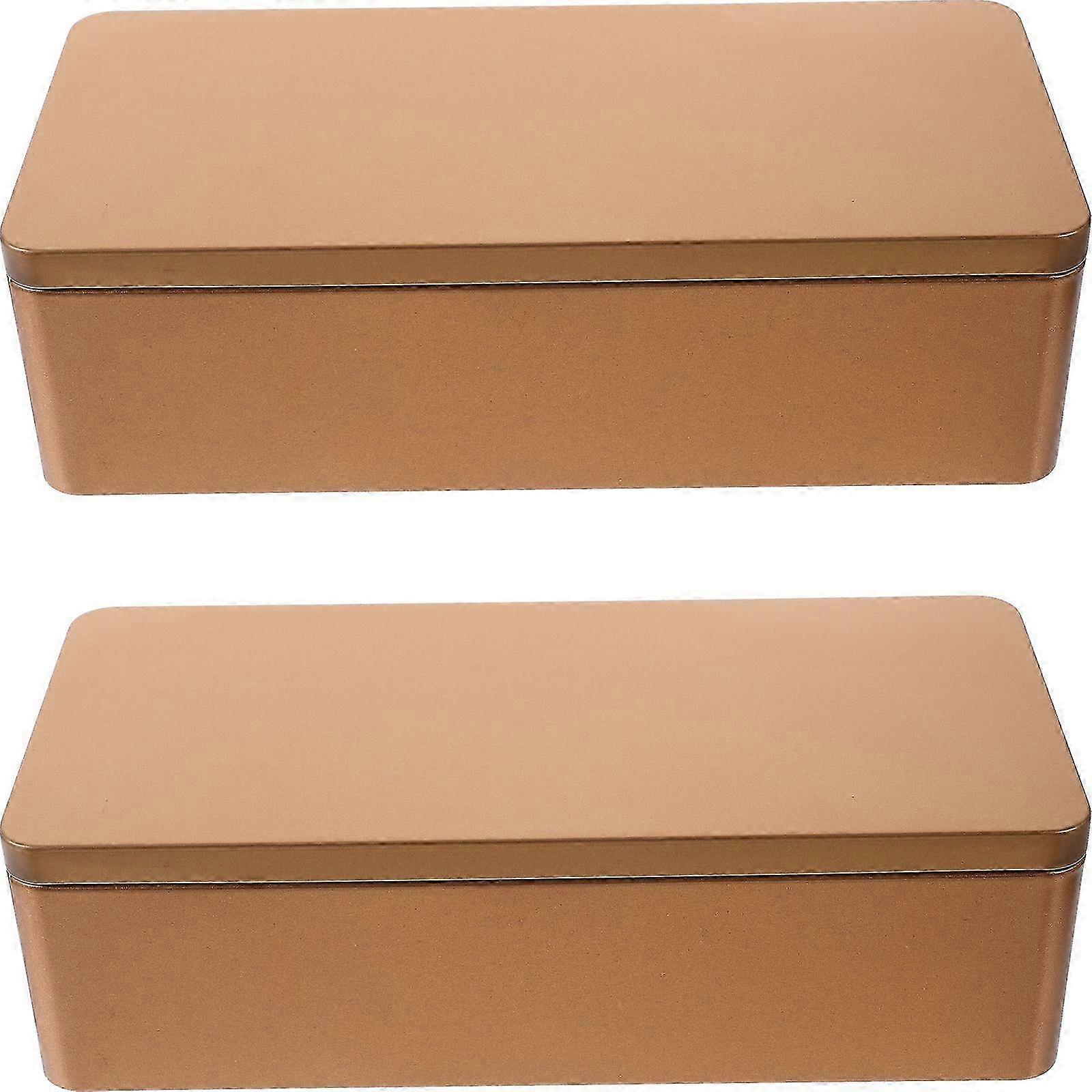 2pcs Rectangular Tin Boxes Lidded Tea Bag Tea Leaf Containers Gift Boxes
