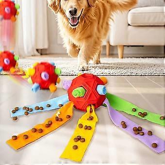 Snuffle Ball for Dogs, Interactive Treat Dispenser Slow Feeder Puzzle Toy, Red, Suitable for Small Medium Large Breeds