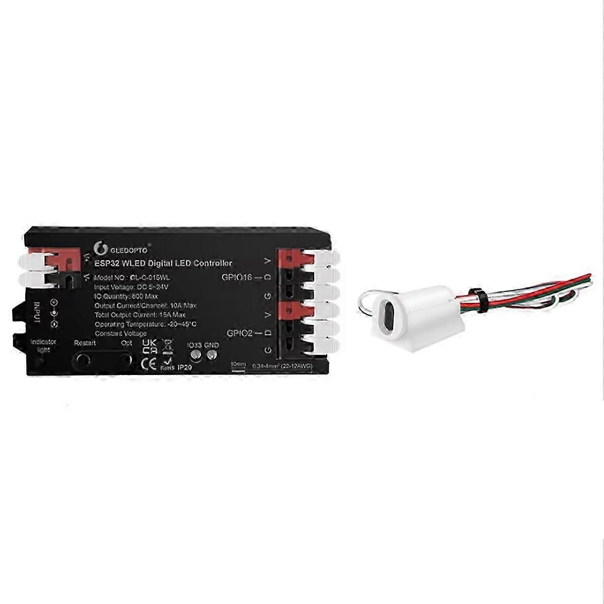 ESP32 WLED LED Controller LED Strip Light Dynamic Lighting IR Switch Sensor Gesture-Aware Trigger W