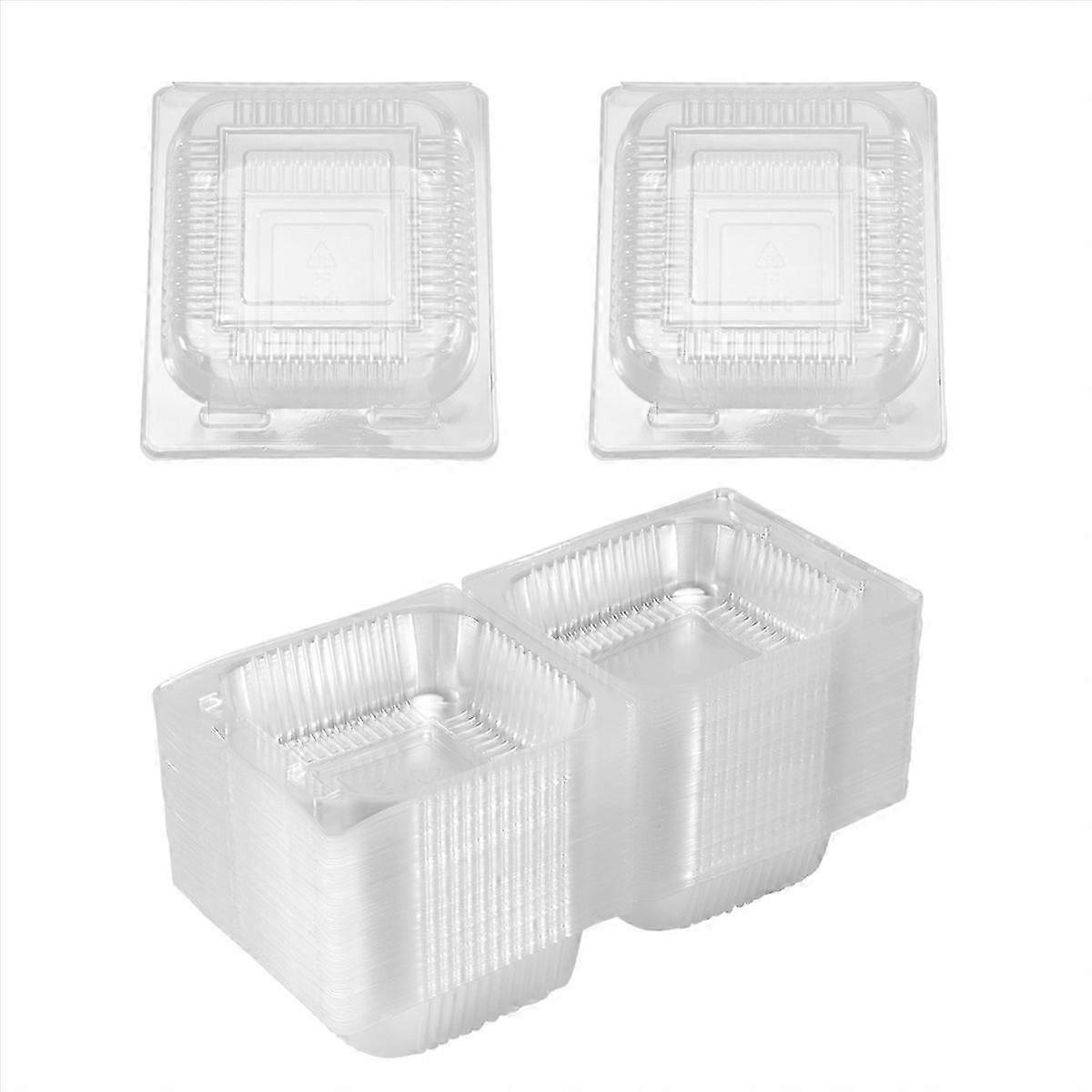 100Pcs Single Individual Cake Boxes Dessert Containers Cheesecake Boxes Stackable Square Boxes Clear