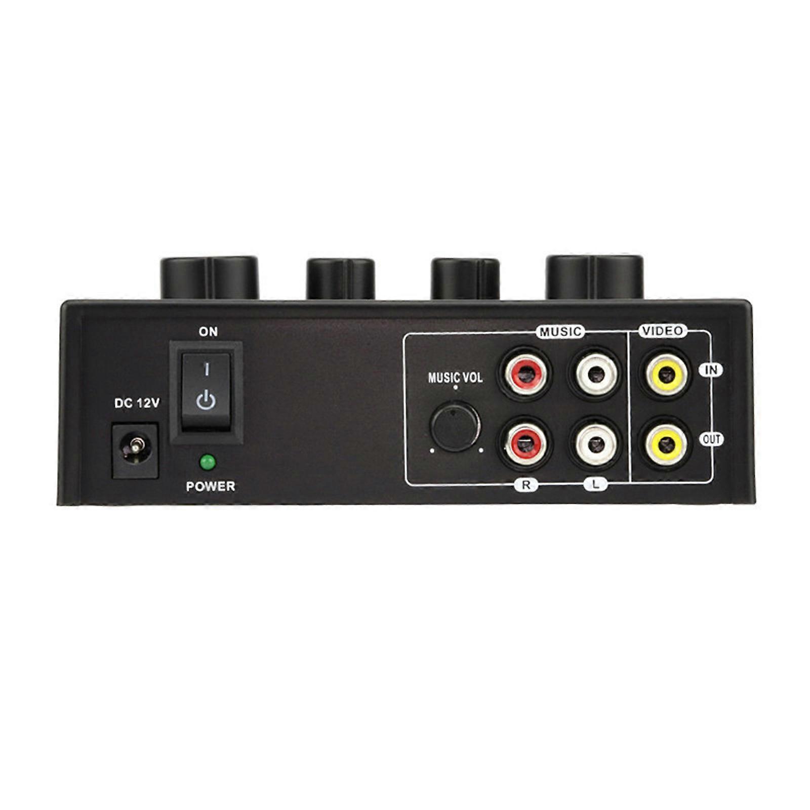 Mélangeur de karaoké professionnel Son numérique Système de console de mixage de son pour 2 entrées microphone pour TV PC Smartphone Amplificateur Noir