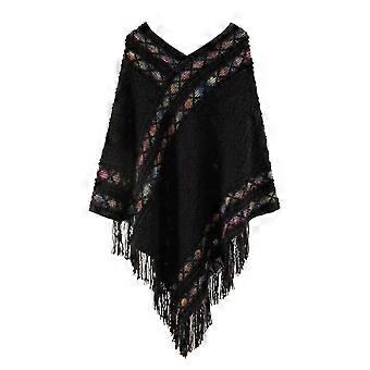 Elegant Printing Ethnic Style Scarf Stripe Rhombic Imitation Cashmere Shawl Warm Fashion Knitted Cape Girl