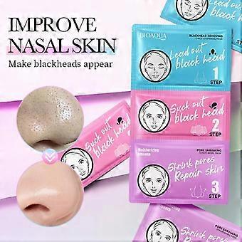Bioaoua Three-Step Blackhead Removal Nose Patch, Moisturizing, Cleansing Pores And Fine Pores 7Gx3Pcs